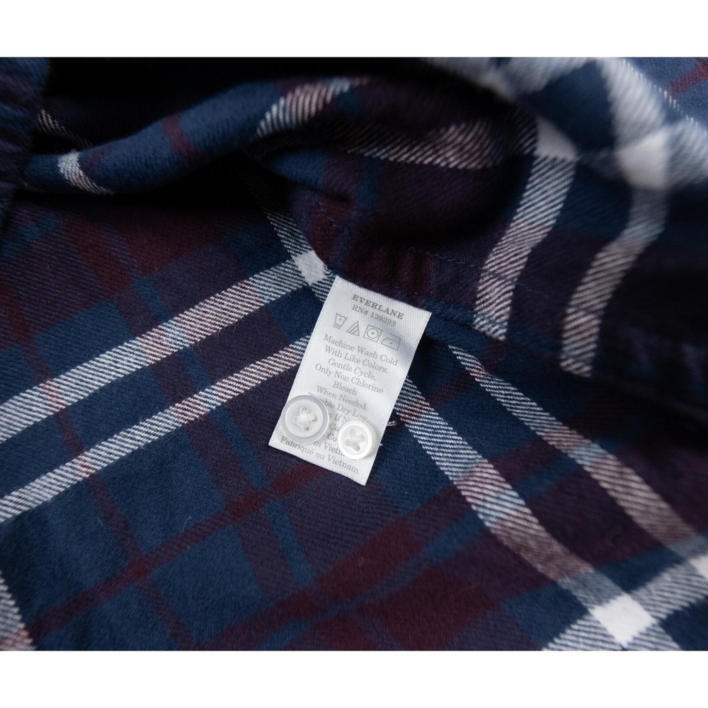 Everlane Shirt Mens Large Blue Button Down Flannel Collared Pockets Check Adult - Picture 6 of 12
